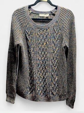 Y2K Faded Glory Multicolor Cable Knit Scoop Neck Sweater